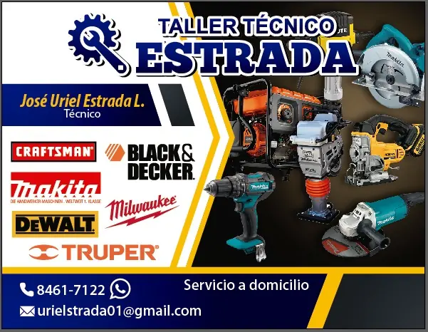 Tarjeta de presentación de Taller Técnico Estrada con las marcas que reparamos